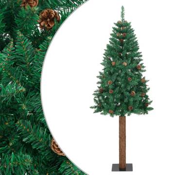 Slim Christmas Tree with Real Wood & Cones - 210 cm | HipoMarket