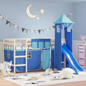 Curtains for Loft Bed with Tower - Fun Blue Polyester