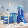 Curtains for Loft Bed with Tower - Fun Blue Polyester