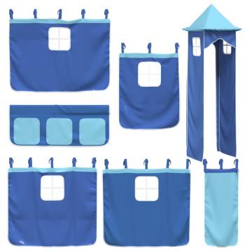 Curtains for Loft Bed with Tower - Fun Blue Polyester