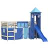 Curtains for Loft Bed with Tower - Fun Blue Polyester