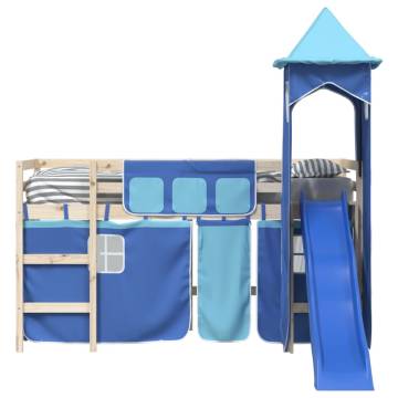 Curtains for Loft Bed with Tower - Fun Blue Polyester