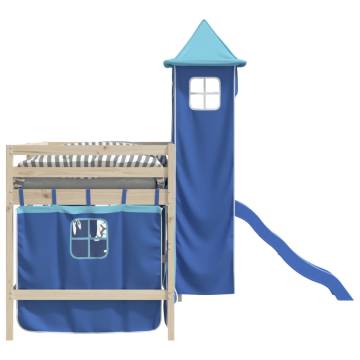 Curtains for Loft Bed with Tower - Fun Blue Polyester