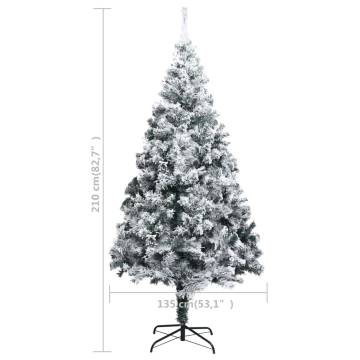 Artificial Christmas Tree with Flocked Snow - 210 cm Green