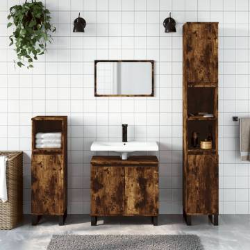 Bathroom Cabinet Smoked Oak 30x30x190 cm - Stylish Storage