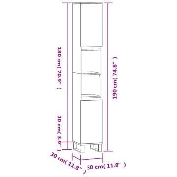 Bathroom Cabinet Smoked Oak 30x30x190 cm - Stylish Storage