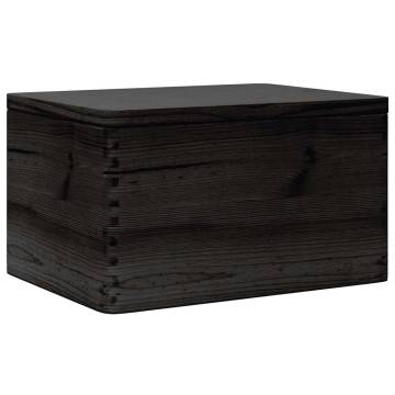 Wooden Box with Lid - Black 40x30x23 cm Solid Pine | Hipomarket