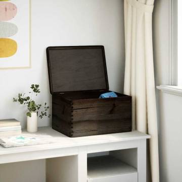 Wooden Box with Lid - Black 40x30x23 cm Solid Pine | Hipomarket