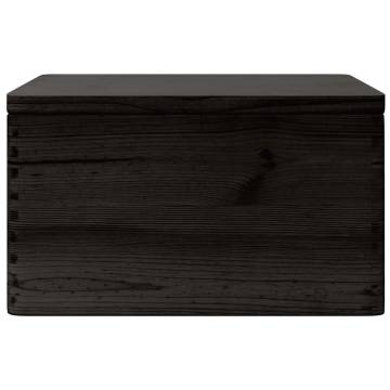 Wooden Box with Lid - Black 40x30x23 cm Solid Pine | Hipomarket