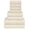 8 Piece Cream Towel Set - 100% Cotton, Soft & Absorbent