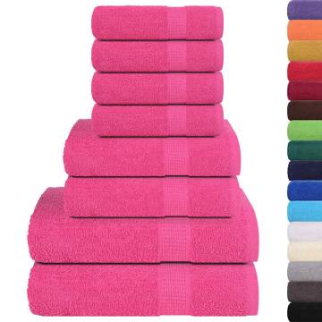 8 Piece Pink Towel Set - 100% Cotton, 360 GSM