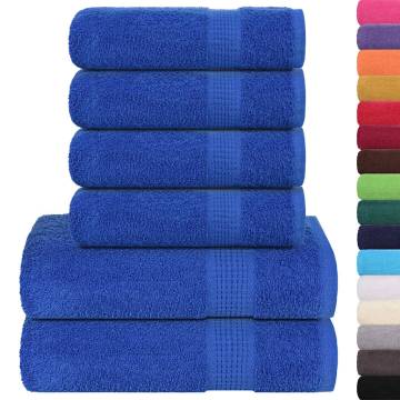 6 Piece Blue Towel Set - 100% Cotton, 360 gsm | HipoMarket