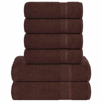 6 Piece Brown Towel Set - 100% Cotton, 360 gsm | Hipo Market