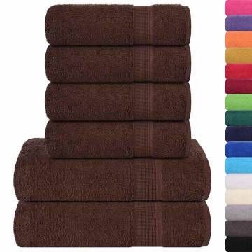 6 Piece Brown Towel Set - 100% Cotton, 360 gsm | Hipo Market