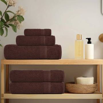 6 Piece Brown Towel Set - 100% Cotton, 360 gsm | Hipo Market