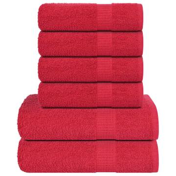 6 Piece Red Towel Set - 100% Cotton, 360 GSM | HipoMarket