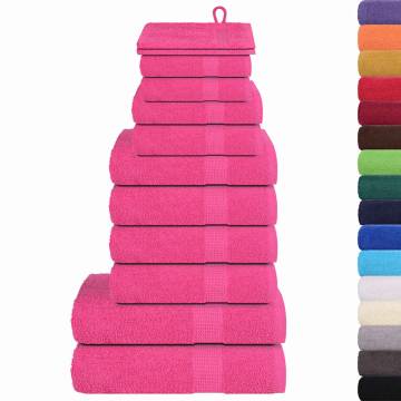 12 Piece Pink Towel Set - 100% Cotton, 360 gsm | Hipomarket