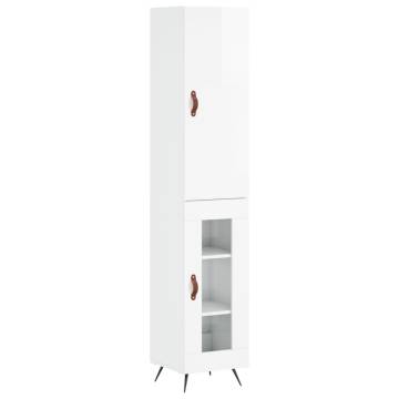 Stylish Highboard High Gloss White - 34.5x34x180 cm