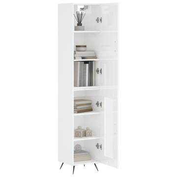 Stylish Highboard High Gloss White - 34.5x34x180 cm