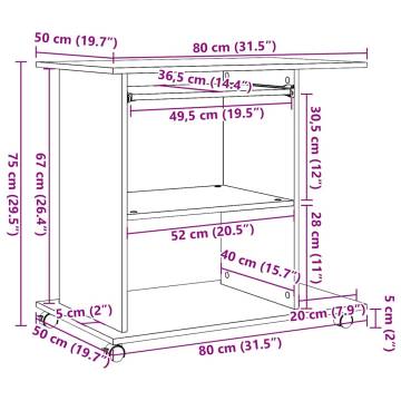 Compact Old Wood Computer Desk - Stylish & Space-Saving