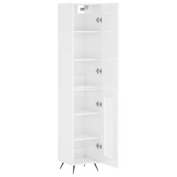 Stylish Highboard High Gloss White - 34.5x34x180 cm