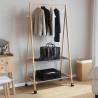 Bamboo Clothes Rack with Shelves & Wheels - Space Saving Storage