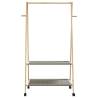 Bamboo Clothes Rack with Shelves & Wheels - Space Saving Storage