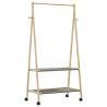 Bamboo Clothes Rack with Shelves & Wheels - Space Saving Storage