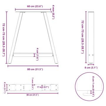 A-Shaped Coffee Table Legs - Anthracite Steel 80x(72-73) cm