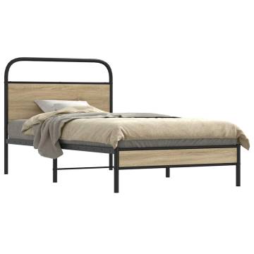 Robust Bed Frame Without Mattress 90x200 cm in Smoked Oak