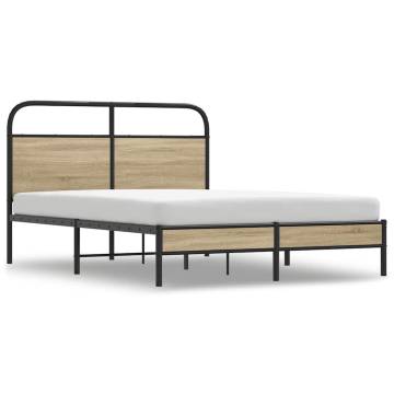 Elegant 140x190 cm Smoked Oak Bed Frame Without Mattress