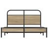 Elegant 140x190 cm Smoked Oak Bed Frame Without Mattress