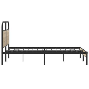 Elegant 140x190 cm Smoked Oak Bed Frame Without Mattress