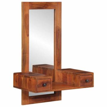 Wall Mirror with Drawers 60x33x90 cm - Solid Wood Acacia