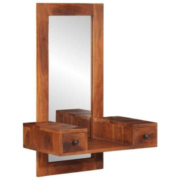 Wall Mirror with Drawers 60x33x90 cm - Solid Wood Acacia