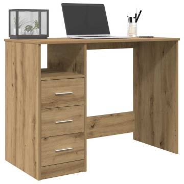 Desk Artisan Oak 102x76x50 cm - Modern Engineered Wood Desk