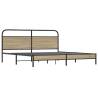 Metal Bed Frame without Mattress in Smoked Oak - 193x203 cm