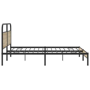 Metal Bed Frame without Mattress in Smoked Oak - 193x203 cm