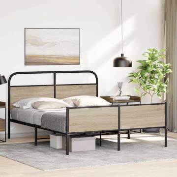 Robust Metal Bed Frame - Smoked Oak 160x200 cm | Hipomarket