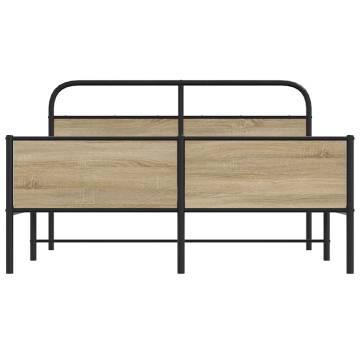 Robust Metal Bed Frame - Smoked Oak 160x200 cm | Hipomarket