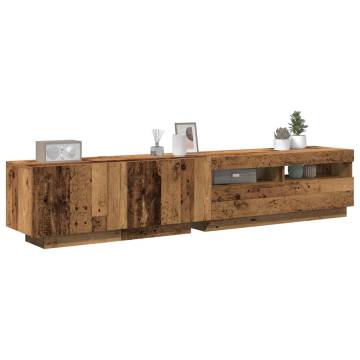 Stylish TV Cabinet with LED Lights - Old Wood 200x35x40 cm