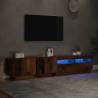 Stylish TV Cabinet with LED Lights - Old Wood 200x35x40 cm