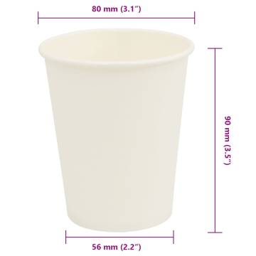 Paper Coffee Cups 1000 pcs 8oz White - Durable & Leak-Proof