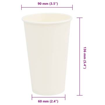 Buy 1000 White Paper Coffee Cups 16oz - Ideal for Events