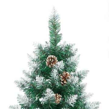 Slim Christmas Tree with Real Wood & Snow - 210 cm