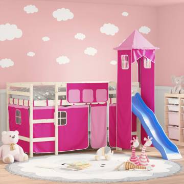 Curtains for Loft Bed with Tower - Pink Polyester | HipoMarket