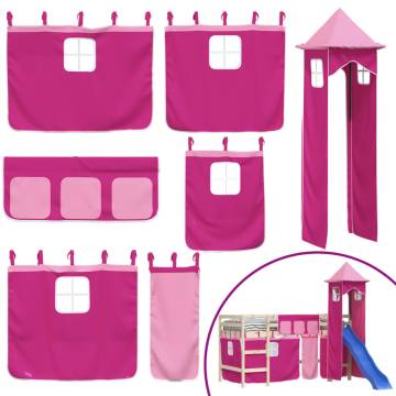 Curtains for Loft Bed with Tower - Pink Polyester | HipoMarket