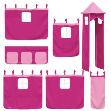 Curtains for Loft Bed with Tower - Pink Polyester | HipoMarket