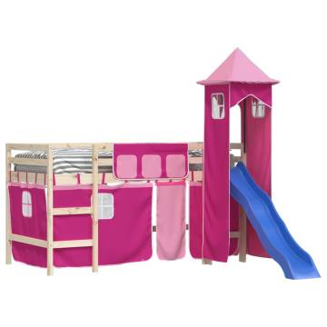 Curtains for Loft Bed with Tower - Pink Polyester | HipoMarket