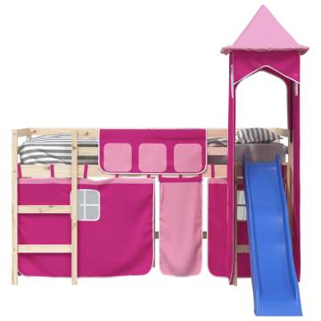 Curtains for Loft Bed with Tower - Pink Polyester | HipoMarket